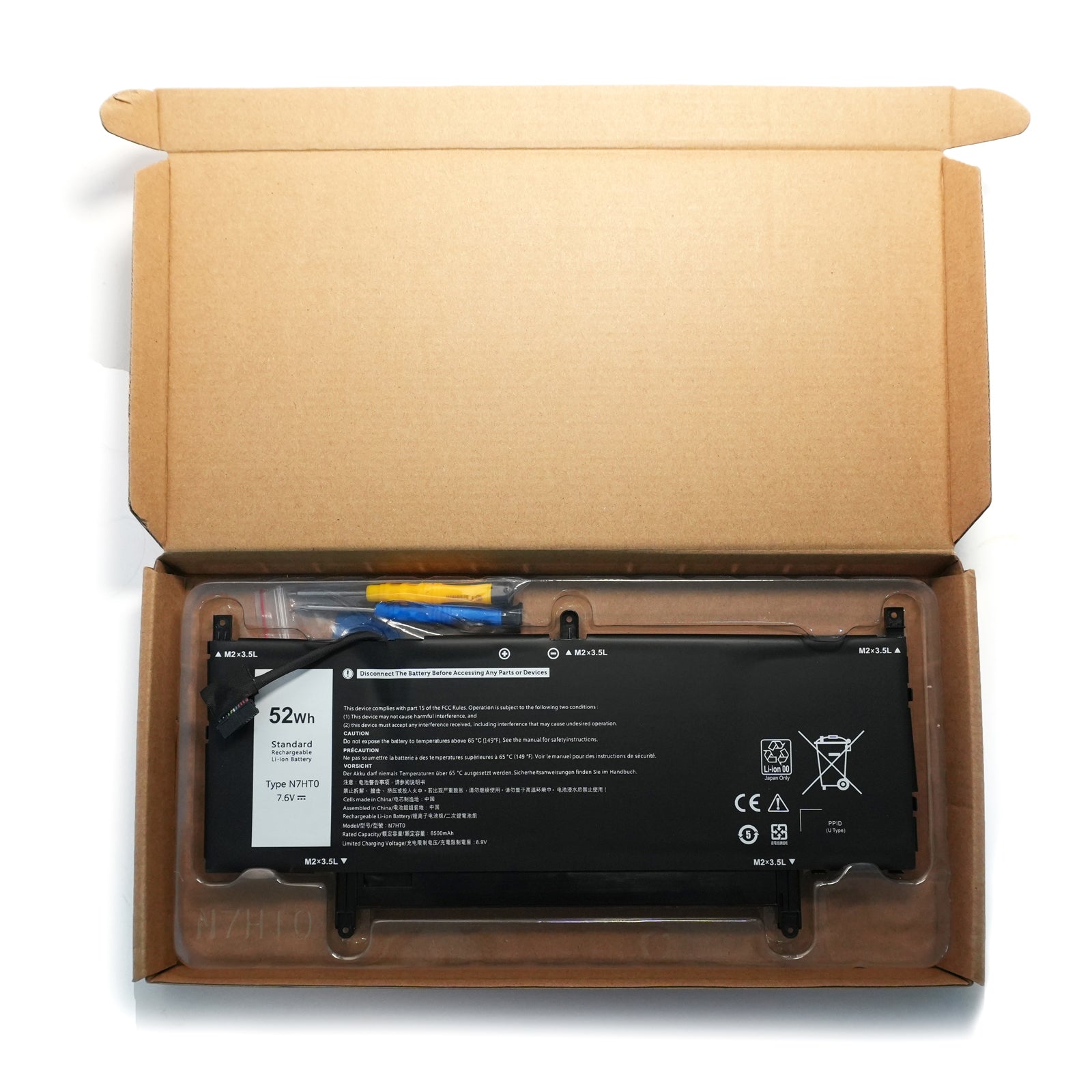Original Dell Laptop Battery Replacement for Latitude 9510 2-in-1 - 7.6V 52Wh