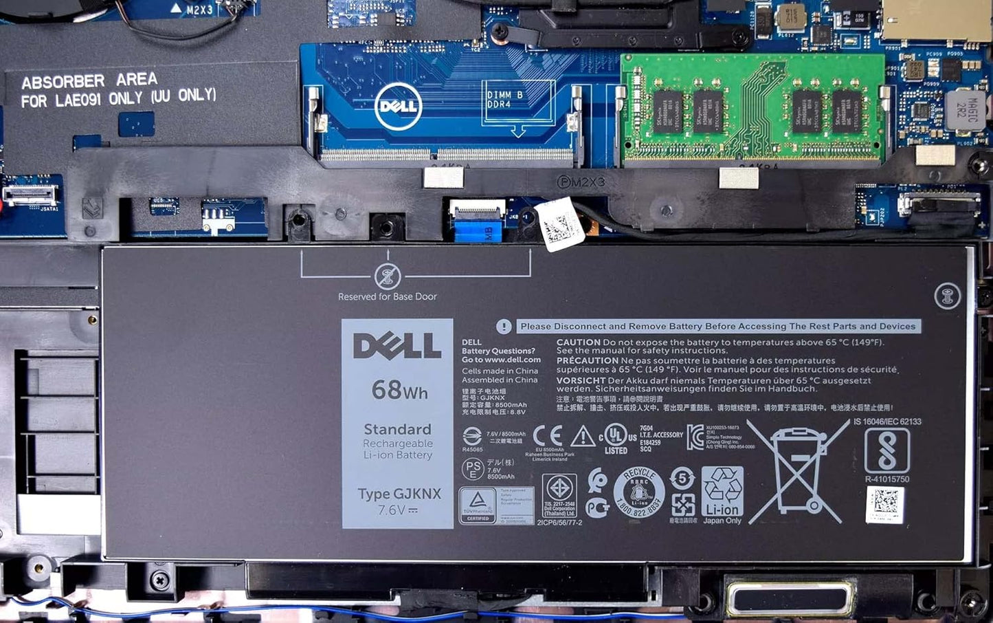 DELL GJKNX 7.6V 68Wh 4-Cell Notebook Battery For DELL Latitude 5280 5290 5480 5490 5491 5495 5580 5590 5591, Precision 3520 Precision 3530 Laptop , Alternant Part Number: 5YHR4 451-BBZG 93FTF 3DDDG