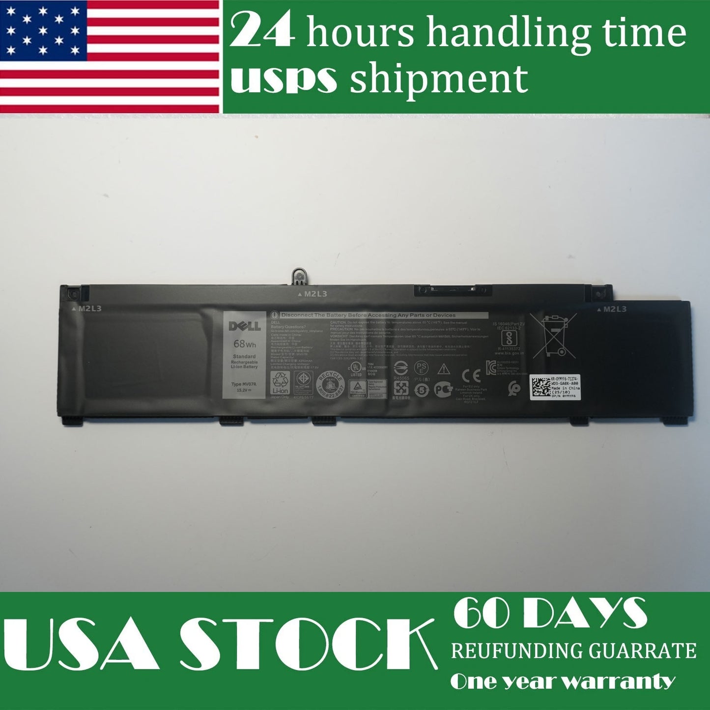 Dell G7 7790 Battery Replacement - Genuine MV07R PN1VN for G5 5590, 5500 Series (15.2V)