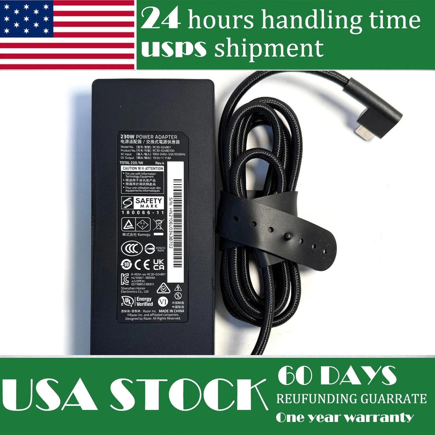 Genuine Power Adapter Charger 230W RC30-024801 for Razer Blade 14" 15" 17" RTX