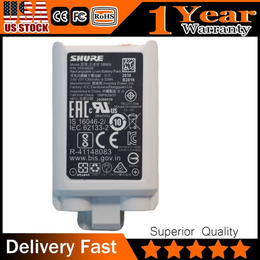 Genuine SB903 Replacement Battery for Shure SLXD, SLXD1, SLXD2 Systems | 3.6V 1200mAh Li-ion