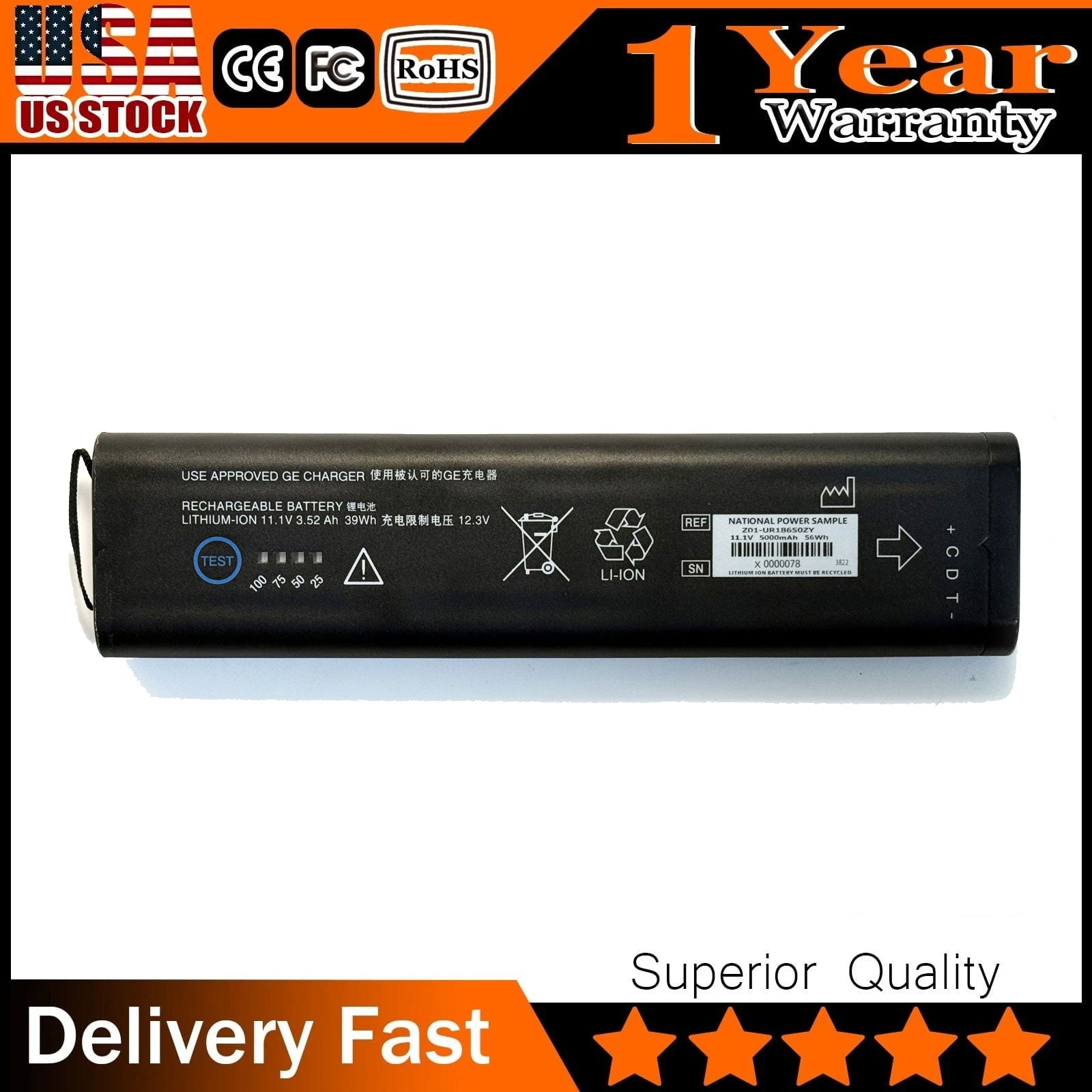 Genuine SM201-6 Battery for GE DASH 3000, 4000, 5000 & B-Series Monitors