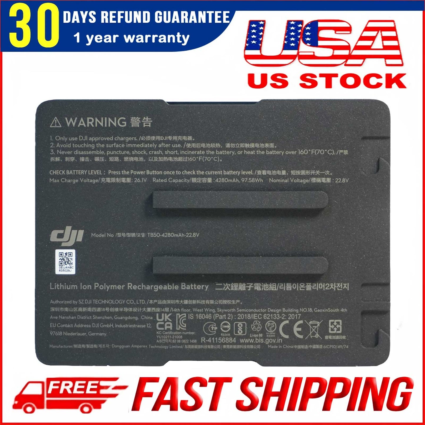 DJI TB50 Battery 4280mAh - Original Intelligent Battery for Inspire 2 Drone & Ronin 2/4D Gimbal