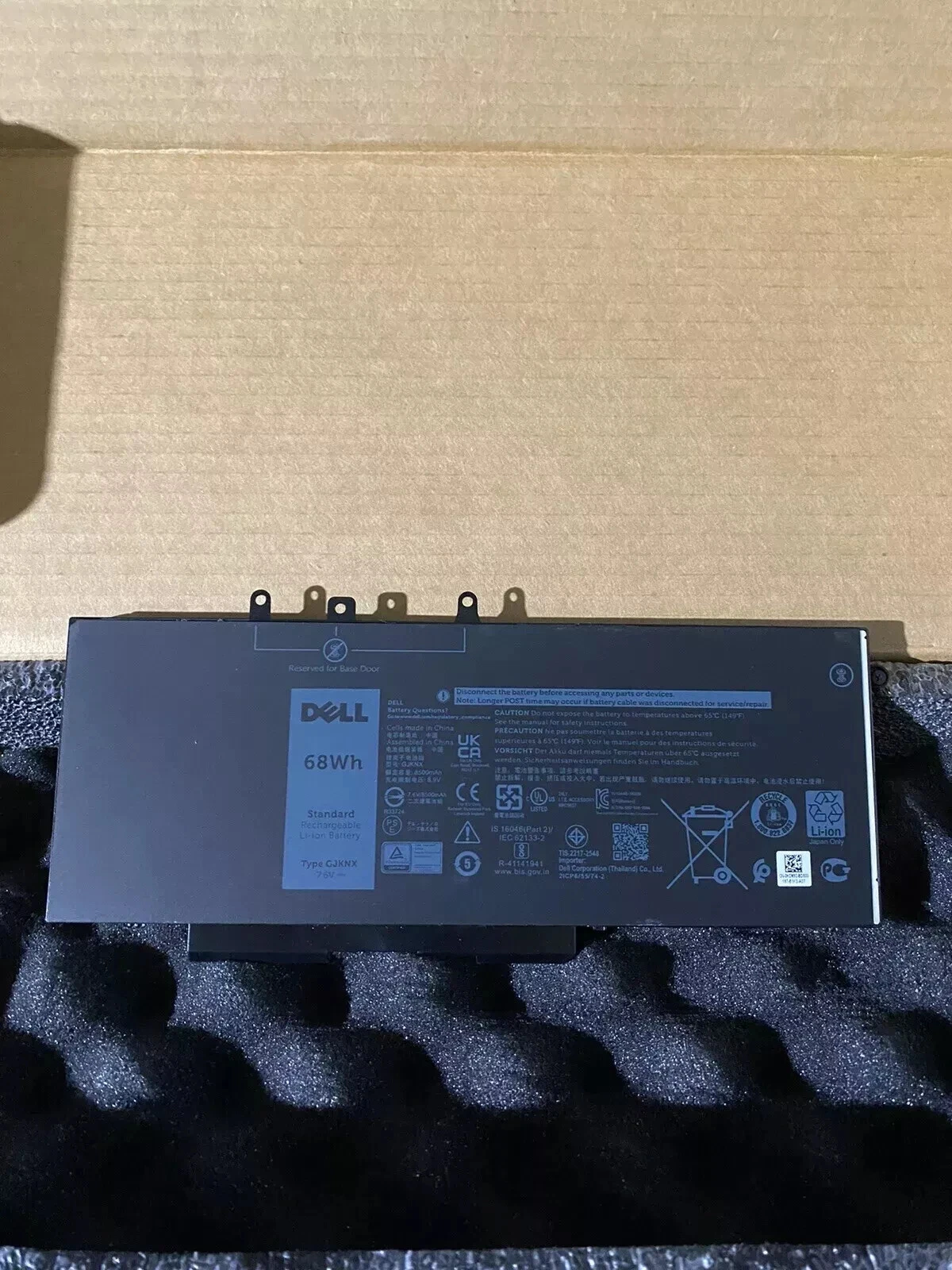 DELL GJKNX 7.6V 68Wh 4-Cell Notebook Battery For DELL Latitude 5280 5290 5480 5490 5491 5495 5580 5590 5591, Precision 3520 Precision 3530 Laptop , Alternant Part Number: 5YHR4 451-BBZG 93FTF 3DDDG