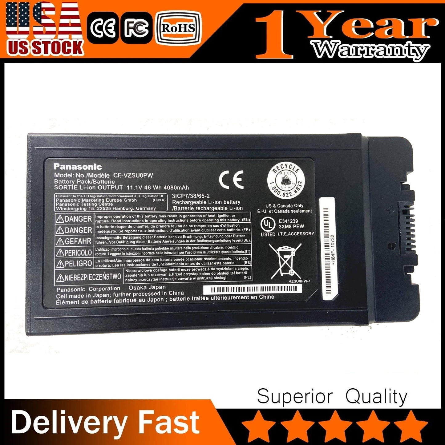 NEW Genuine CF-VZSU0PW Battery for Panasonic Toughbook 54 CF-54 in US