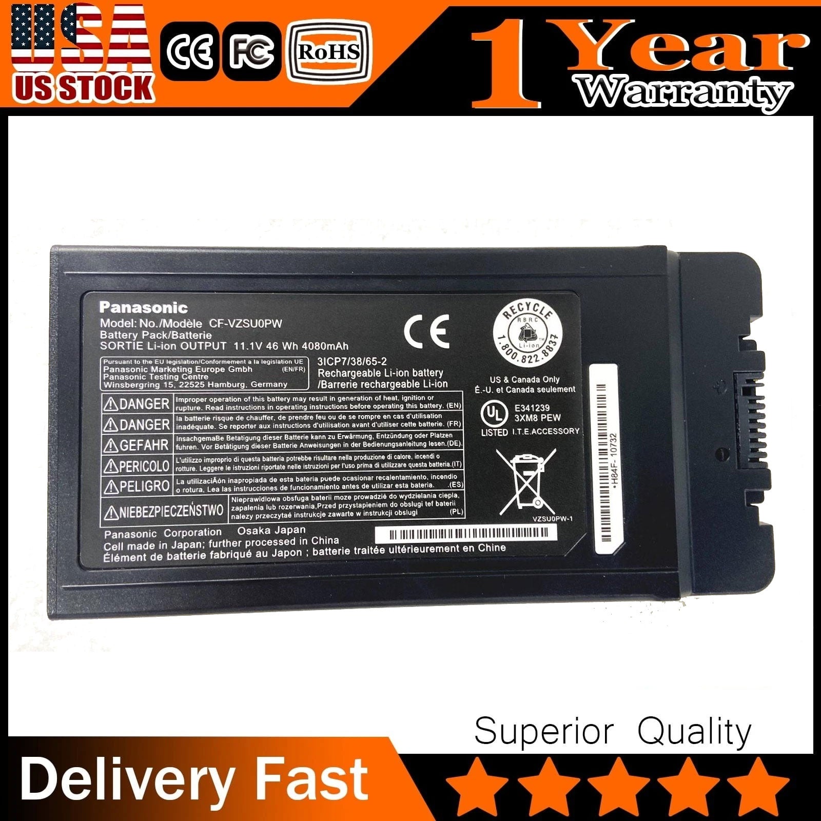 NEW Genuine CF-VZSU0PW Battery for Panasonic Toughbook 54 CF-54 in US